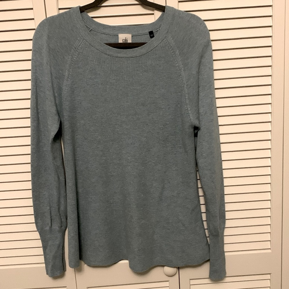 CAbi Medium Sweater in a cotton & viscose blend in a soft medium blue shade